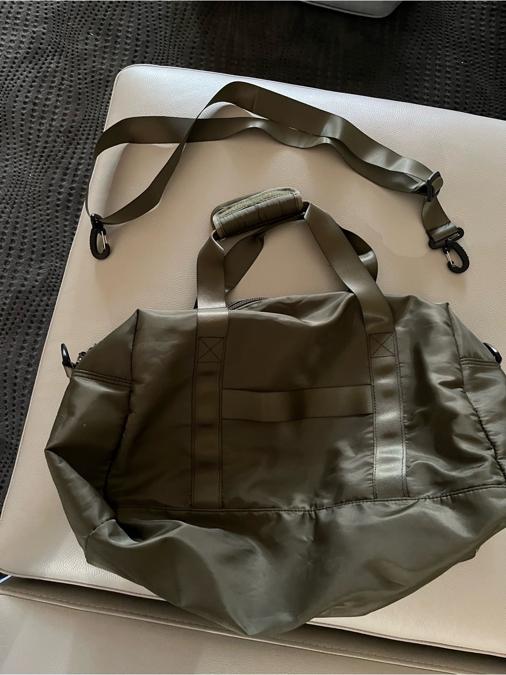 Army green duffle bag. Never used